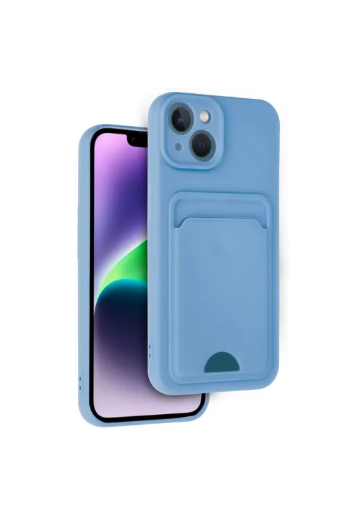 Apple İphone 14 Kılıf Kelvin Kartvizitli Silikon - Mavi