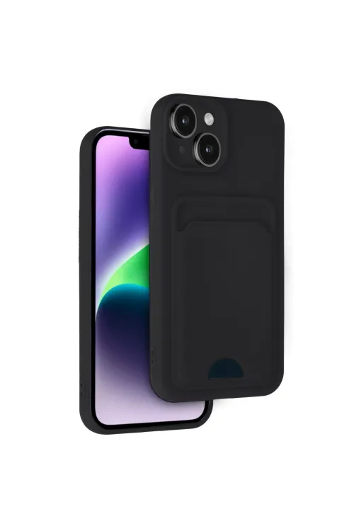 Apple İphone 14 Kılıf Kelvin Kartvizitli Silikon - Siyah