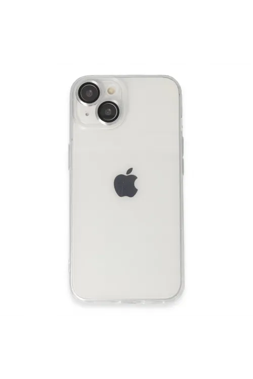 Apple İphone 14 Kılıf Luko Lens Silikon - Gümüş