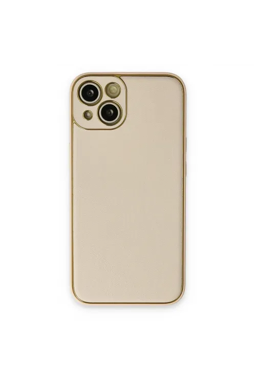 Apple İphone 14 Plus Kılıf Coco Deri Silikon Kapak - Gold