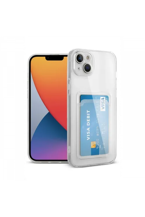 Apple iPhone 14 Plus Kılıf Kart Şeffaf Silikon - Şeffaf