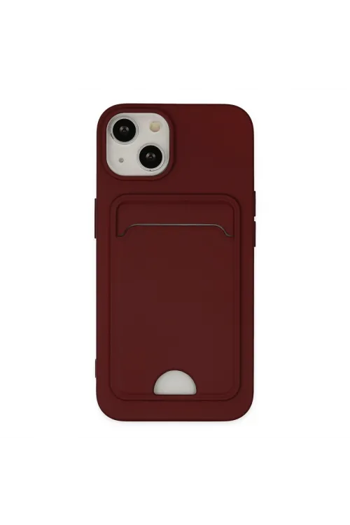 Apple İphone 14 Plus Kılıf Kelvin Kartvizitli Silikon - Bordo