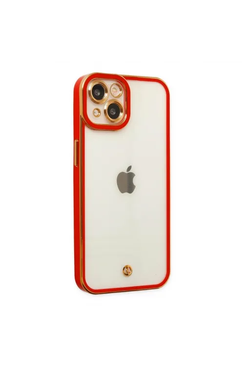 Apple İphone 14 Plus Kılıf Liva Lens Silikon - Kırmızı