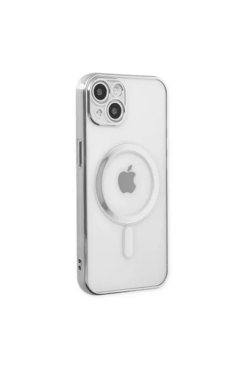 Apple İphone 14 Plus Kılıf Magneticsafe Lazer Silikon - Gümüş