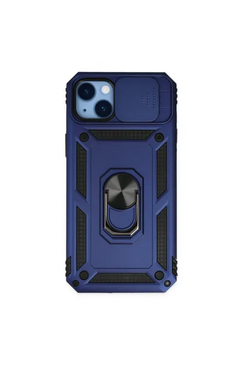 Apple İphone 14 Plus Kılıf Pars Lens Yüzüklü Silikon - Lacivert