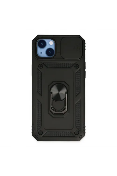 Apple İphone 14 Plus Kılıf Pars Lens Yüzüklü Silikon - Siyah