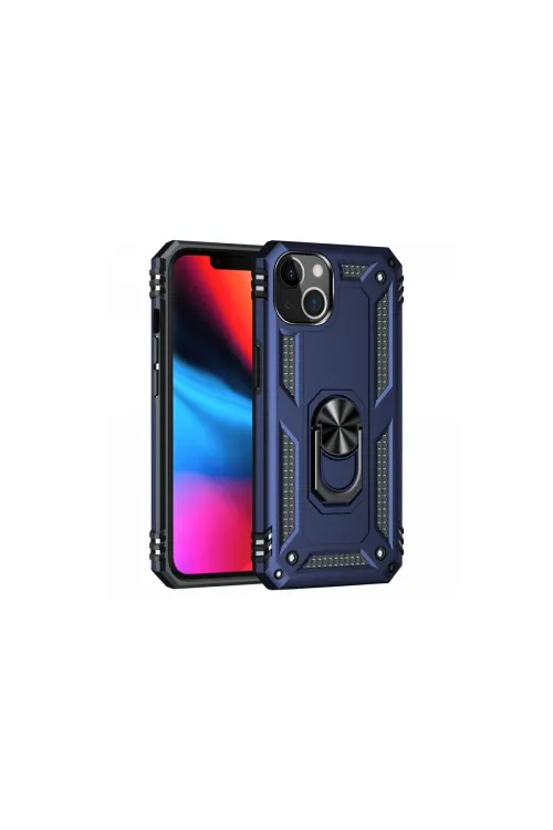 Apple İphone 14 Plus Kılıf Sofya Yüzüklü Silikon Kapak - Lacivert