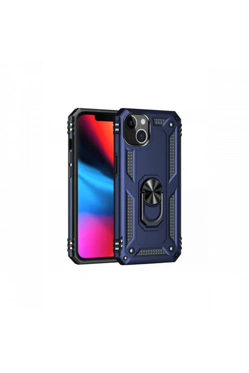 Apple iPhone 14 Plus Kılıf Sofya Yüzüklü Silikon Kapak - Lacivert