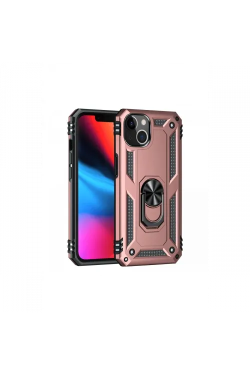 Apple iPhone 14 Plus Kılıf Sofya Yüzüklü Silikon Kapak - Rose