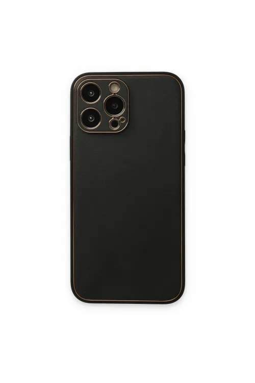 Apple İphone 14 Pro Kılıf Coco Deri Silikon Kapak - Siyah