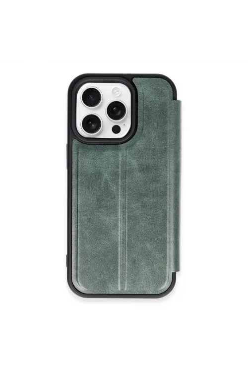 Apple İphone 14 Pro Kılıf Flip Cover - Koyu Yeşil
