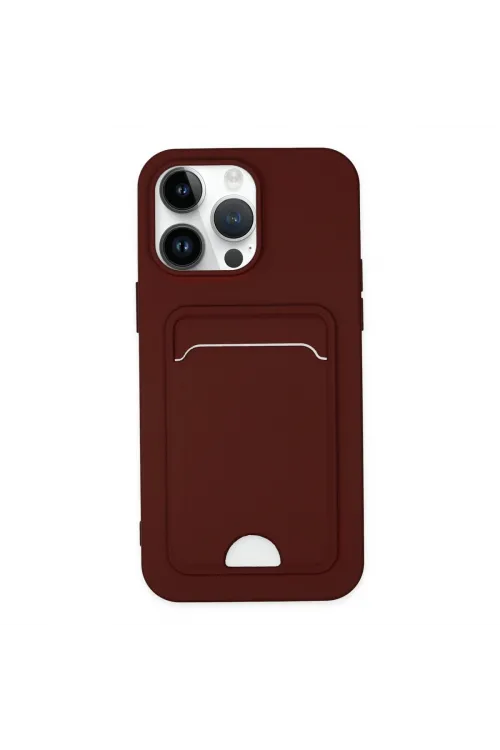 Apple İphone 14 Pro Kılıf Kelvin Kartvizitli Silikon - Bordo