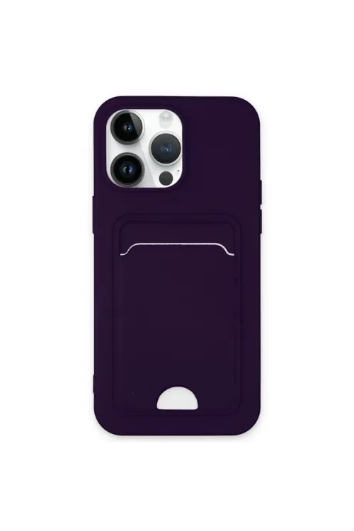Apple İphone 14 Pro Kılıf Kelvin Kartvizitli Silikon - Derin Mor
