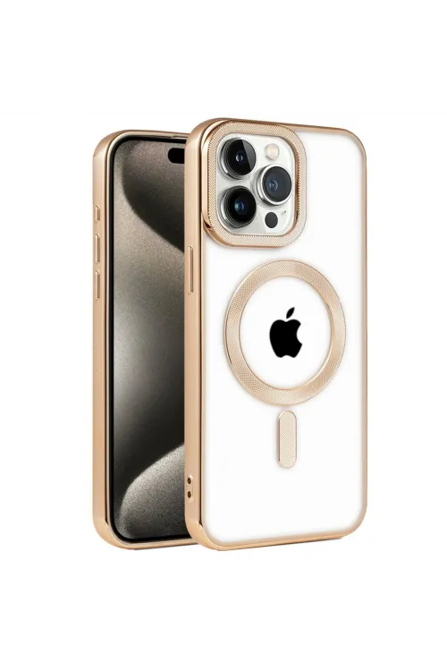 Apple İphone 14 Pro Kılıf Kronos Magsafe Kapak - Gold