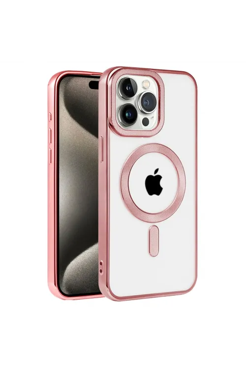 Apple İphone 14 Pro Kılıf Kronos Magsafe Kapak - Rose Gold