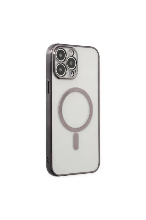 Apple İphone 14 Pro Kılıf Magneticsafe Lazer Silikon - Siyah