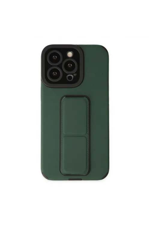 Apple İphone 14 Pro Kılıf Mega Standlı Silikon - Yeşil