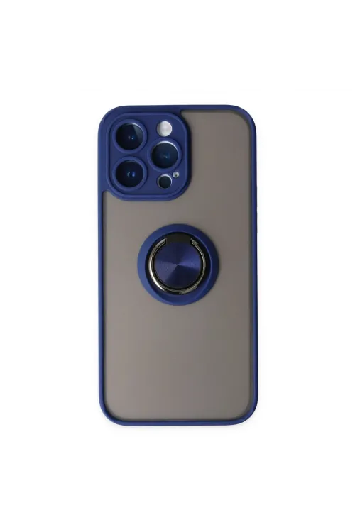 Apple İphone 14 Pro Kılıf Montreal Yüzüklü Silikon Kapak - Lacivert