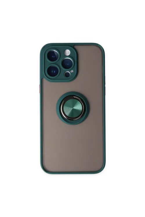 Apple İphone 14 Pro Kılıf Montreal Yüzüklü Silikon Kapak - Yeşil