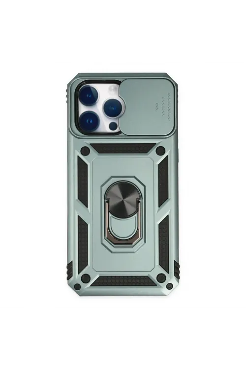 Apple İphone 14 Pro Kılıf Pars Lens Yüzüklü Silikon - Yeşil