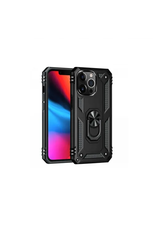 Apple İphone 14 Pro Kılıf Sofya Yüzüklü Silikon Kapak - Siyah