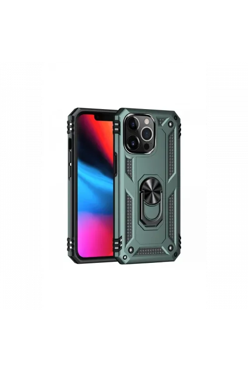 Apple iPhone 14 Pro Kılıf Sofya Yüzüklü Silikon Kapak - Yeşil
