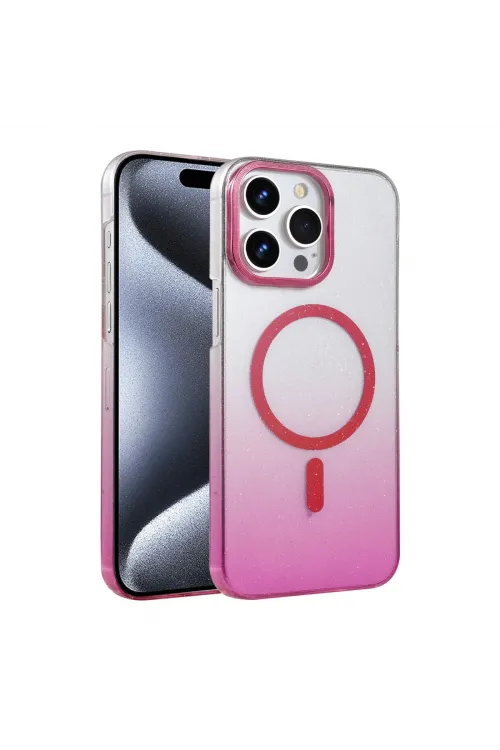 Apple İphone 14 Pro Max Glossy Magsafe Kapak - Pembe