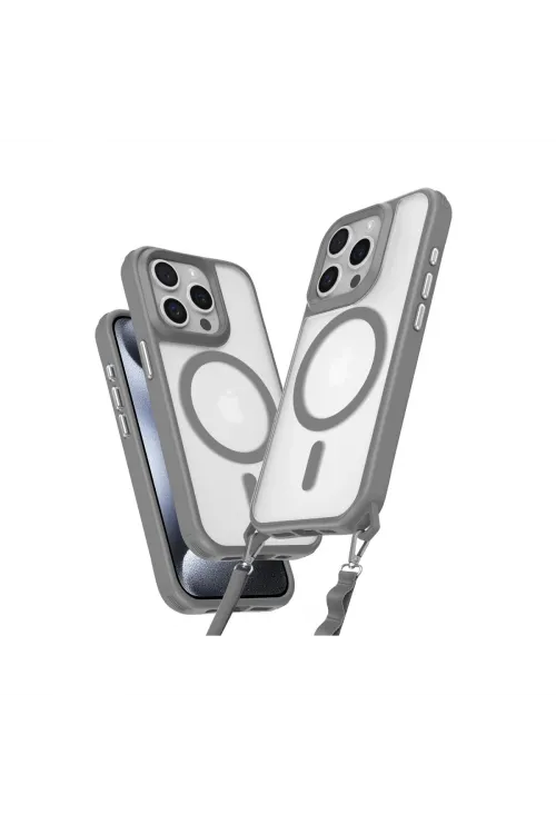 Apple İphone 14 Pro Max Kılıf Enka Magsafe Silikon Kılıf - Titan Gri