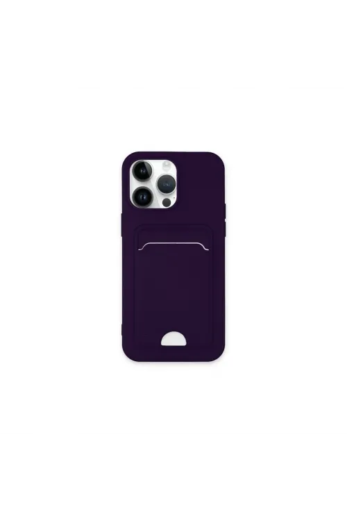 Apple İphone 14 Pro Max Kılıf Kelvin Kartvizitli Silikon - Derin Mor
