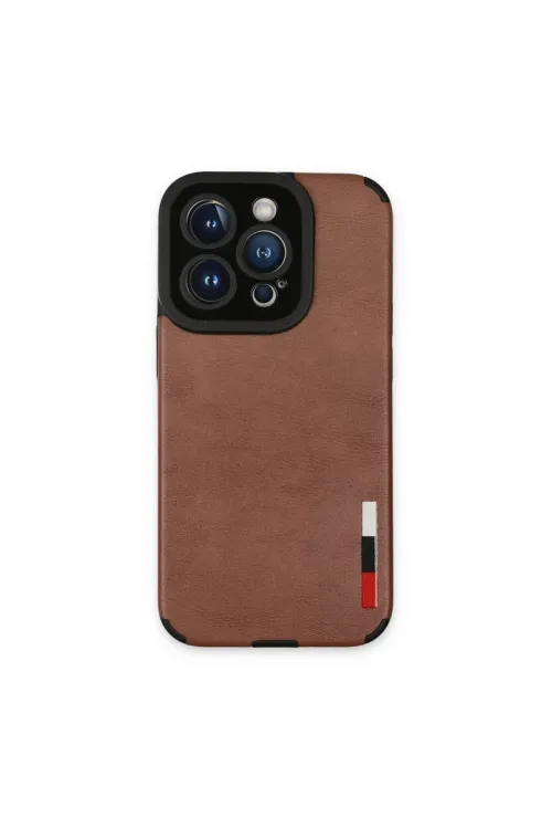Apple İphone 14 Pro Max Kılıf Loop Deri Silikon - Kahverengi