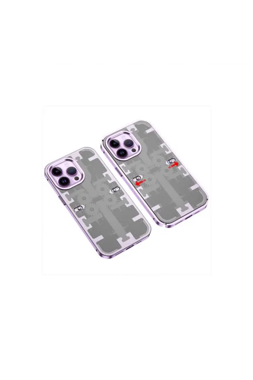 Apple İphone 14 Pro Max Kılıf Mekanik Bumper Kapak - Derin Mor