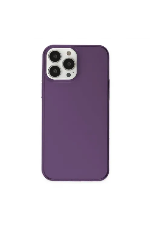 Apple İphone 14 Pro Max Kılıf Pc Sert Şeffaf Kapak - Mor