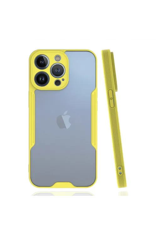 Apple İphone 14 Pro Max Kılıf Platin Silikon - Sarı