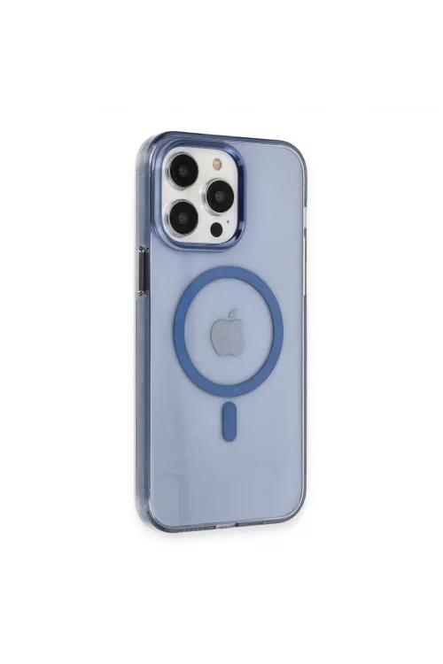 Apple İphone 14 Pro Max Kılıf Tron Şeffaf Magsafe Kapak - Mavi