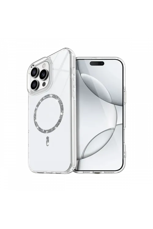 Apple iPhone 14 Pro Max Live Diamond Magsafe Kapak - Şeffaf
