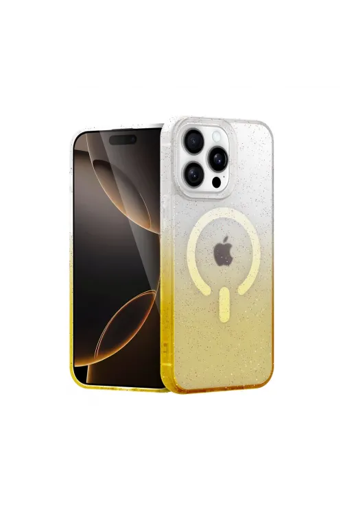 Apple İphone 14 Pro Max Pummel Shiny Magsafe Kapak - Gold
