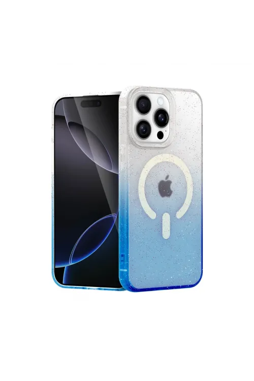 Apple İphone 14 Pro Pummel Shiny Magsafe Kapak - Mavi