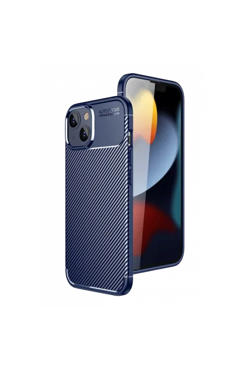 Apple İphone 15 Kılıf Auto Focus Karbon Kapak - Lacivert