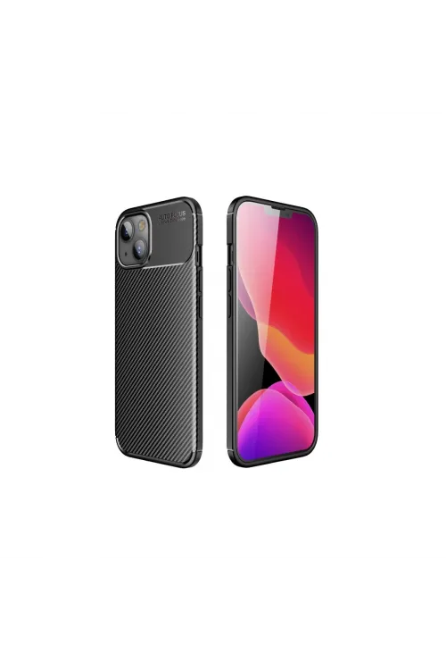 Apple İphone 15 Kılıf Auto Focus Karbon Kapak - Siyah