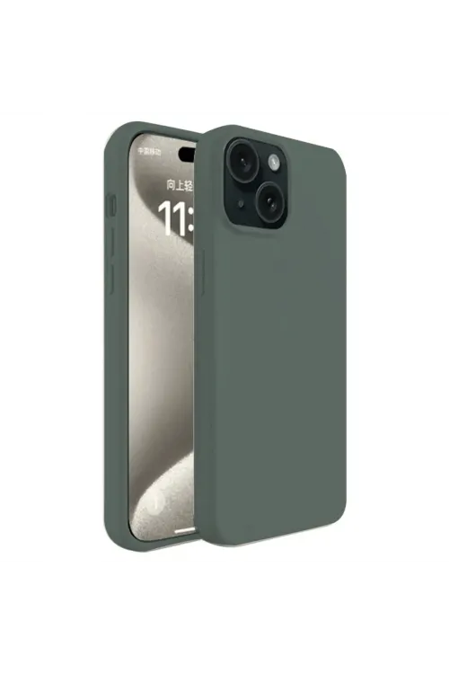 Apple İphone 15 Kılıf First Silikon - Koyu Yeşil
