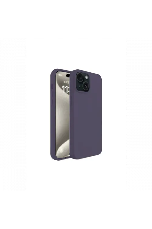 Apple iPhone 15 Kılıf First Silikon - Mürdüm