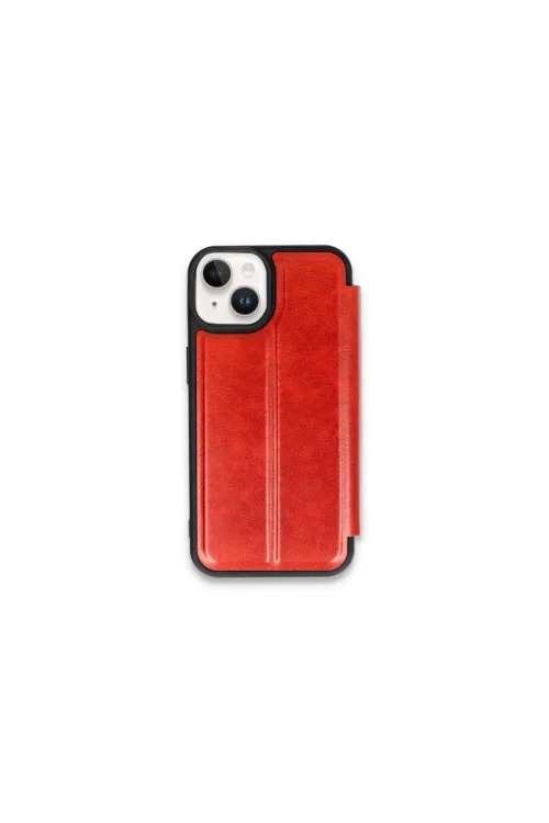 Apple İphone 15 Kılıf Flip Cover - Kırmızı