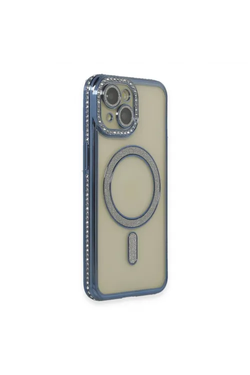 Apple İphone 15 Kılıf Joke Simli Magneticsafe Kılıf - Lacivert