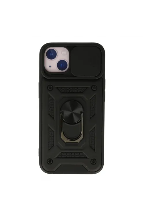 Apple İphone 15 Kılıf Pars Lens Yüzüklü Silikon - Siyah