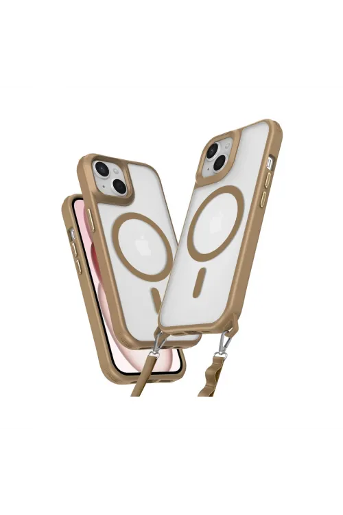 Apple İphone 15 Plus Kılıf Enka Magsafe Silikon Kılıf - Desert