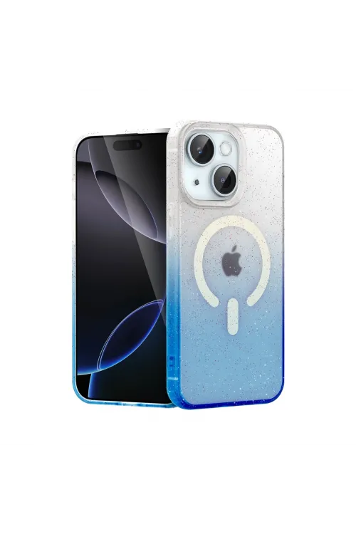 Apple İphone 15 Plus Pummel Shiny Magsafe Kapak - Mavi