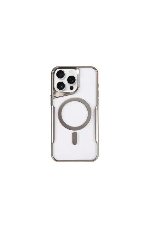 Apple İphone 15 Pro Kılıf Boyi Magsafe Silikon Kapak - Gümüş