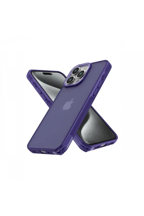 Apple iPhone 15 Pro Kılıf Elegant Kapak - Derin Mor