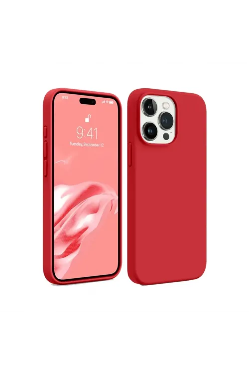 Apple İphone 15 Pro Kılıf First Silikon - Kırmızı