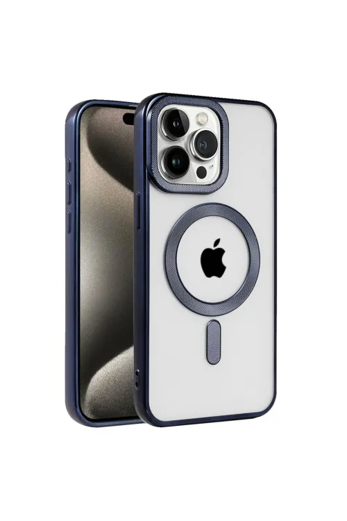 Apple İphone 15 Pro Kılıf Kronos Magsafe Kapak - Lacivert